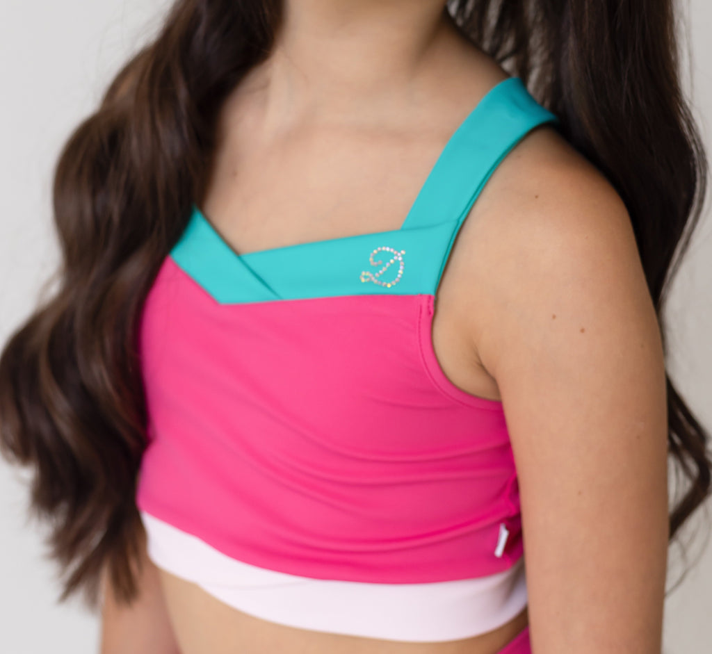 D by Dolly Cross Over Fushia Leggings Set