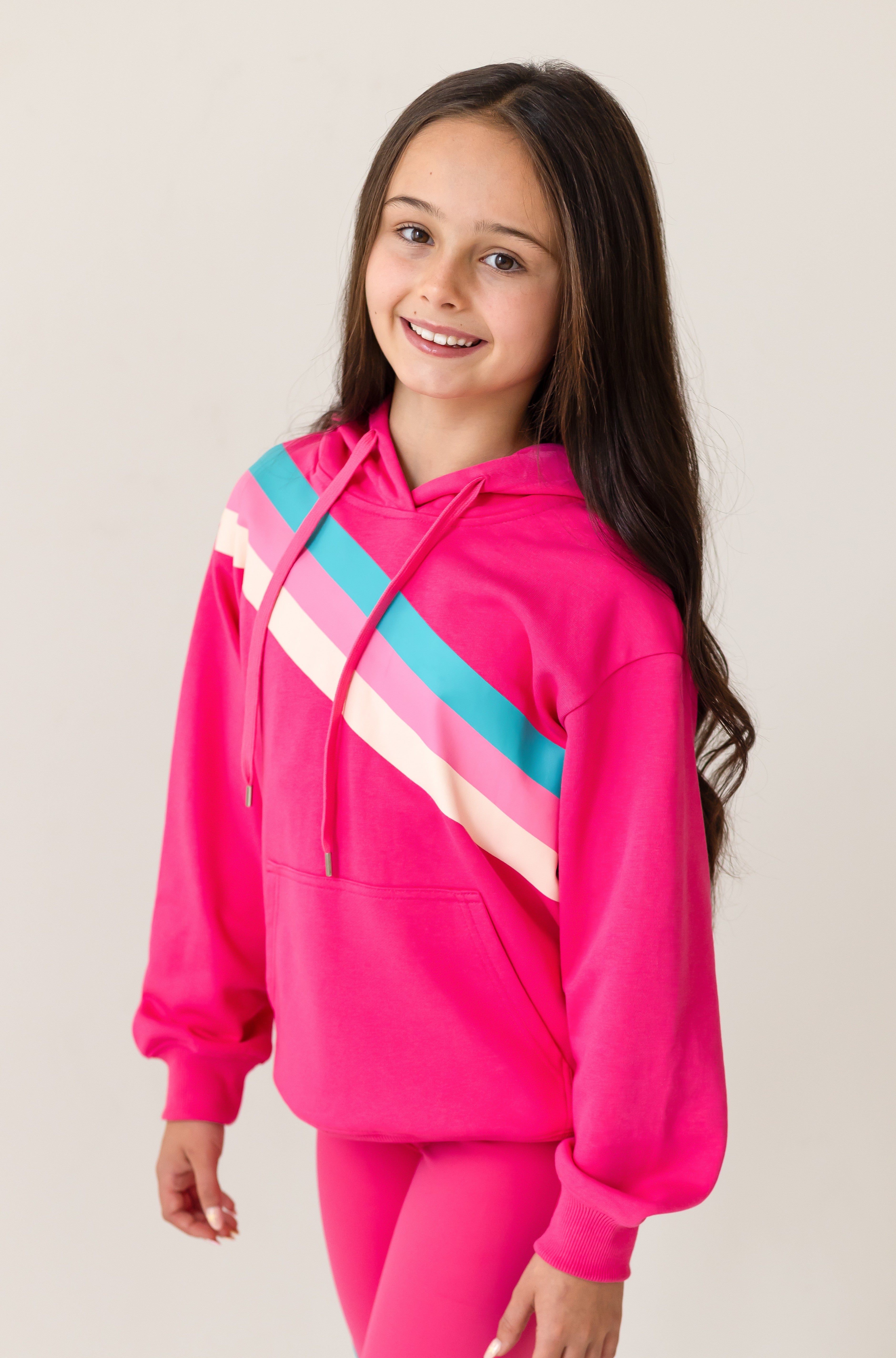 D by Dolly Fushia Girls Oversized Rainbow Jumper