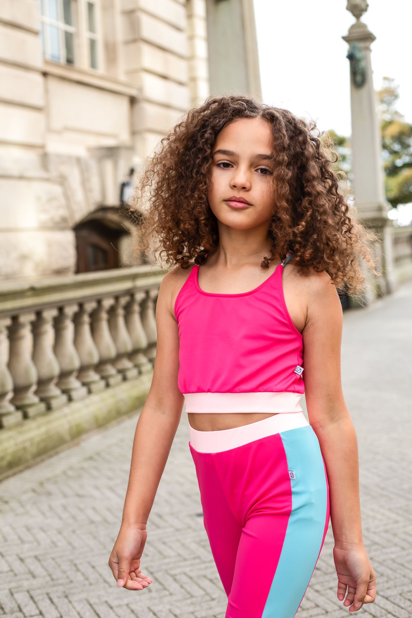 D by Dolly Pink & Aqua Cropped Top & Legginga