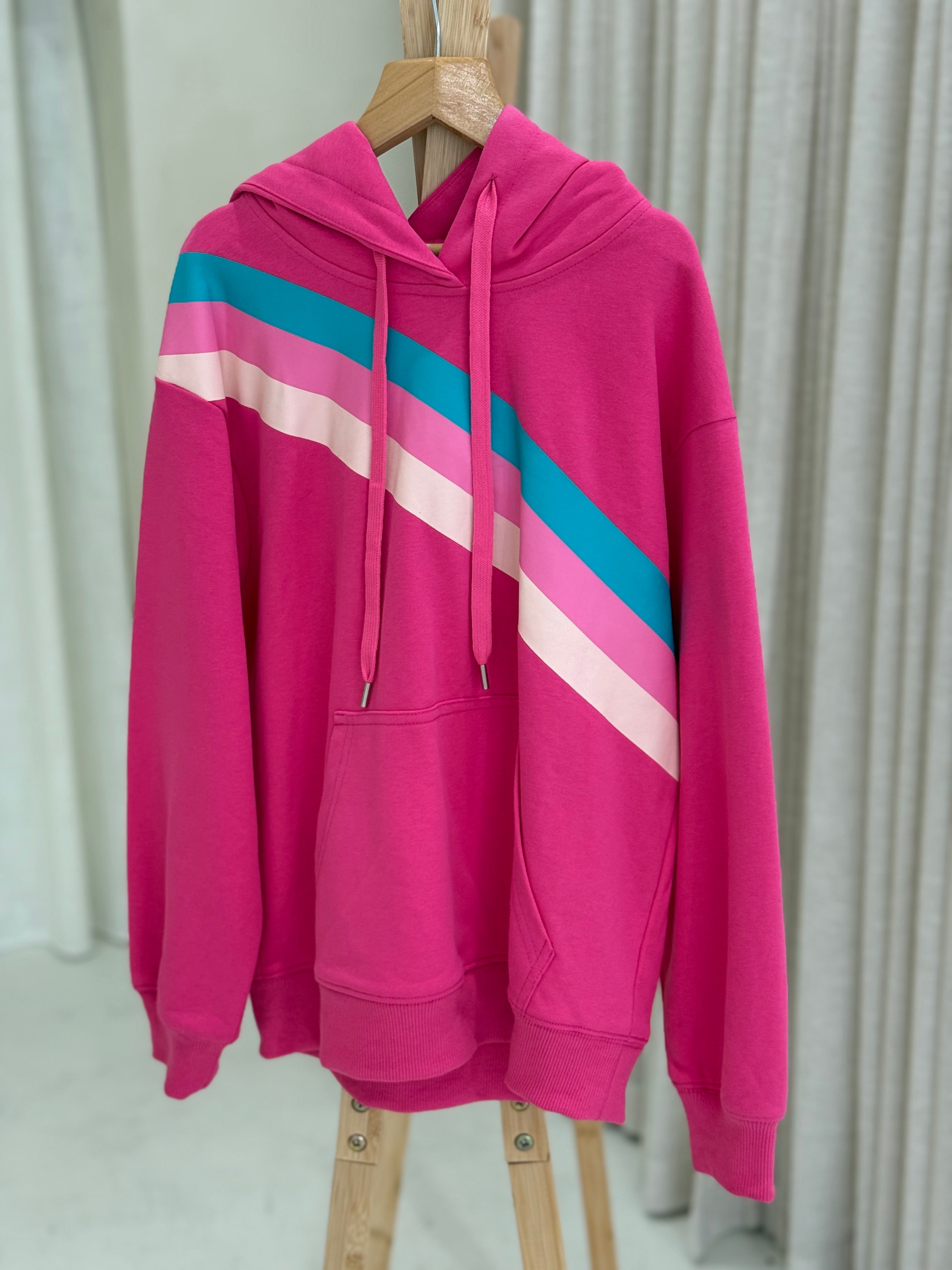 D by Dolly Fushia Girls Oversized Rainbow Jumper