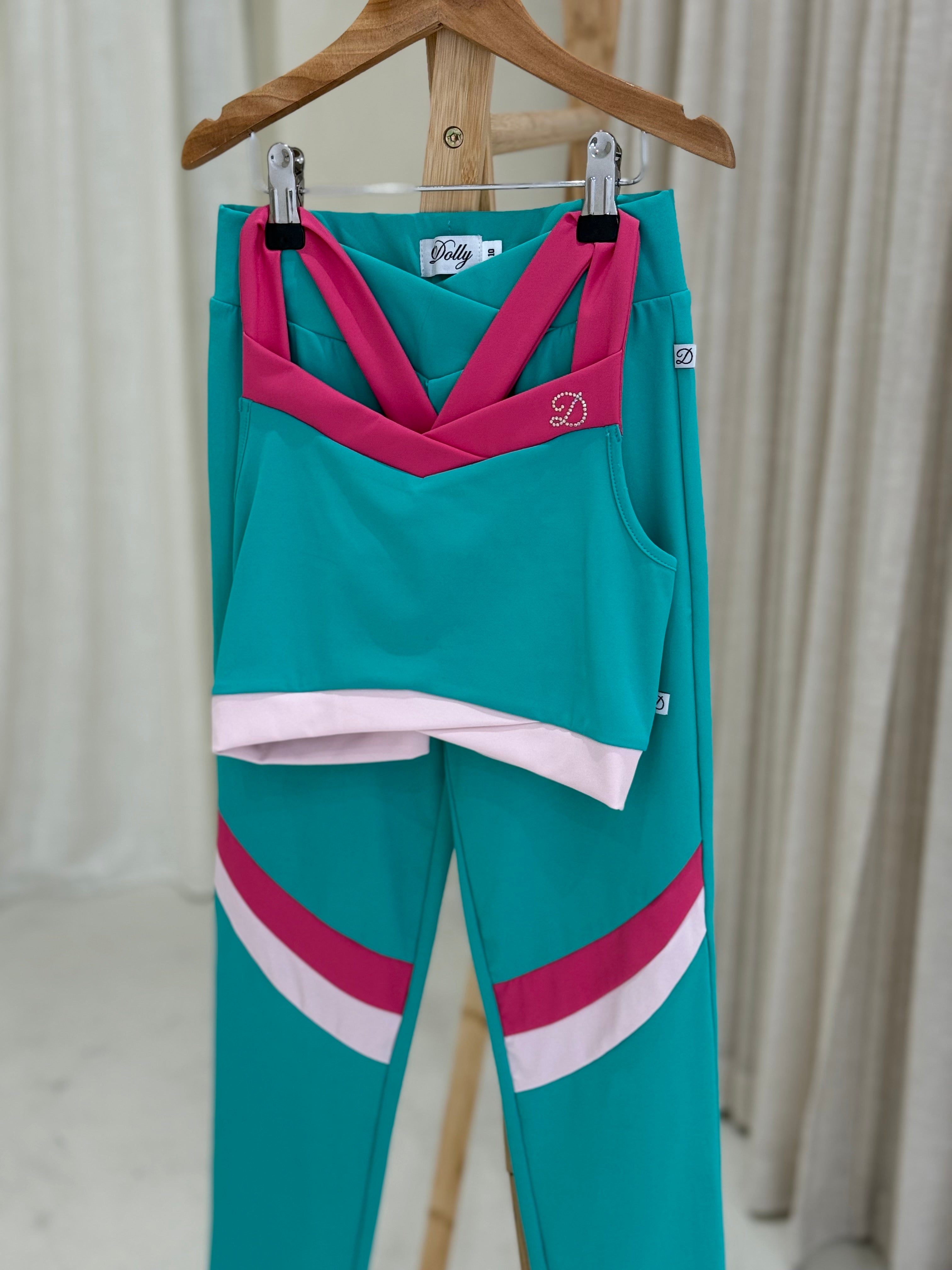 D by Dolly Cross Over Aqua Leggings Set