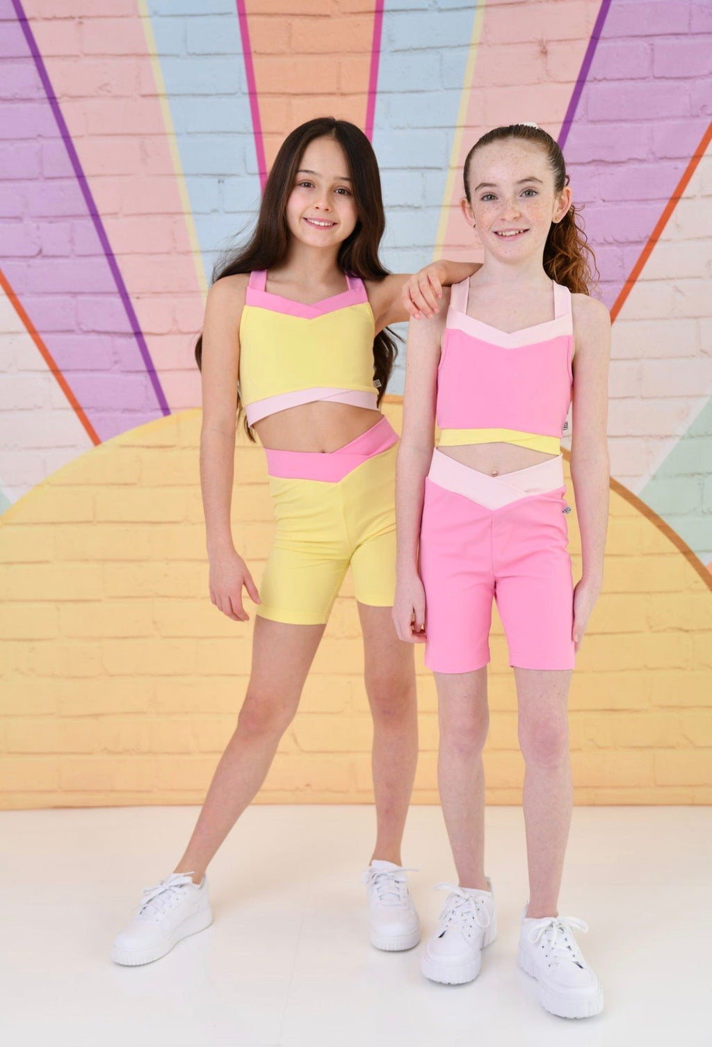 D by Dolly Girls Sorbet Pink Cycle Shorts & Crop Top Set – Colourful Gymnastics and Activewear Outfit | Ages 2-12 Years