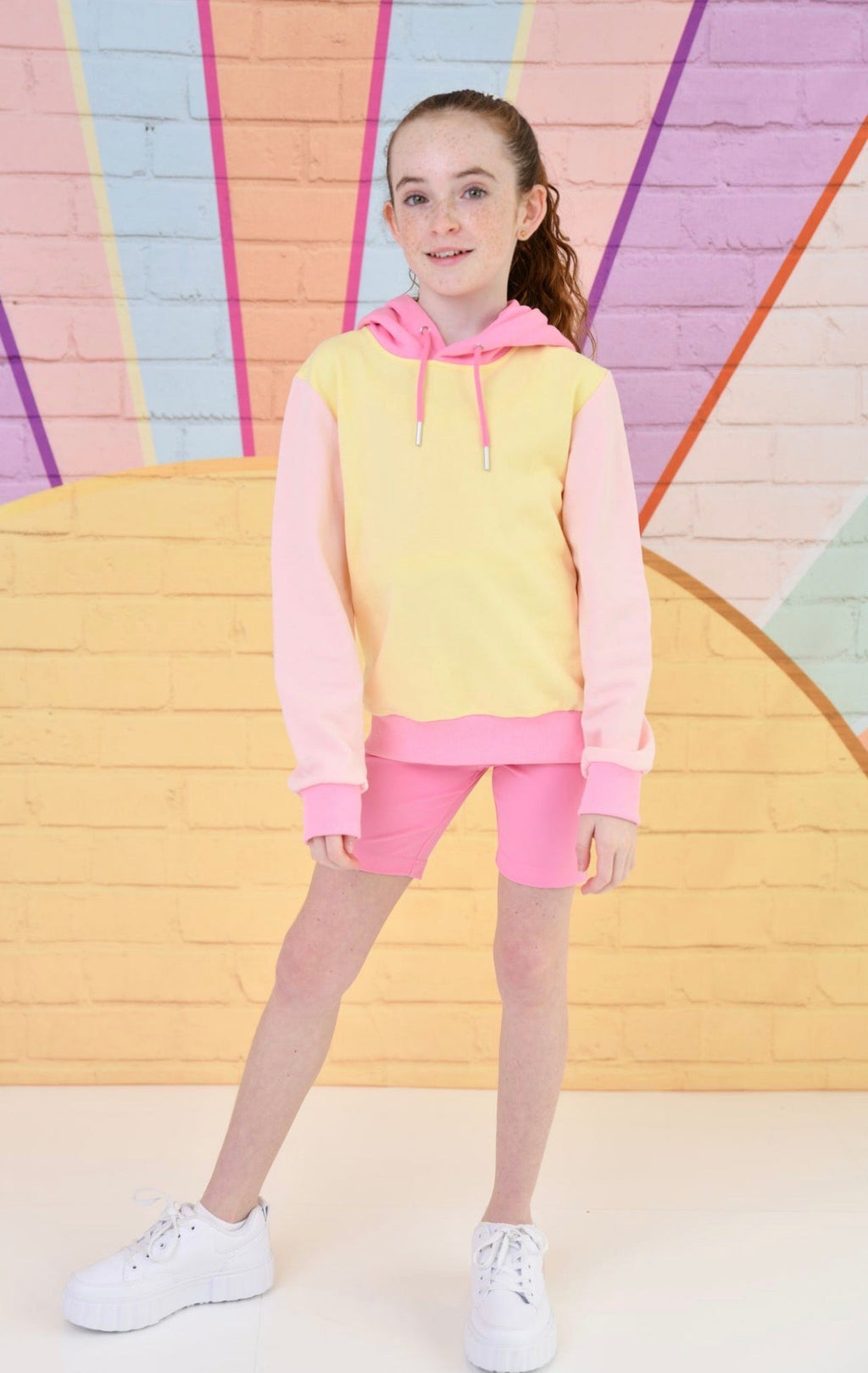 D by Dolly Girls Lemon Sorbet Colour Block Hooded Jumper - Bright Kids Activewear Hoodie | Ages 2-12 Years