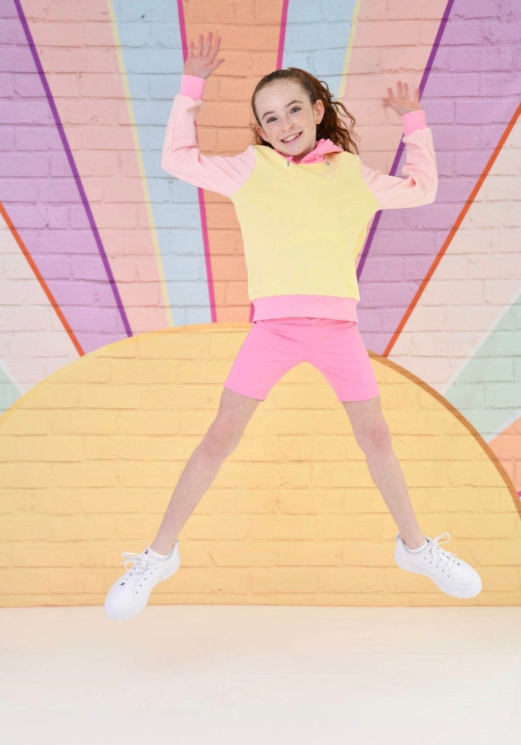D by Dolly Girls Lemon Sorbet Colour Block Hooded Jumper - Bright Kids Activewear Hoodie | Ages 2-12 Years