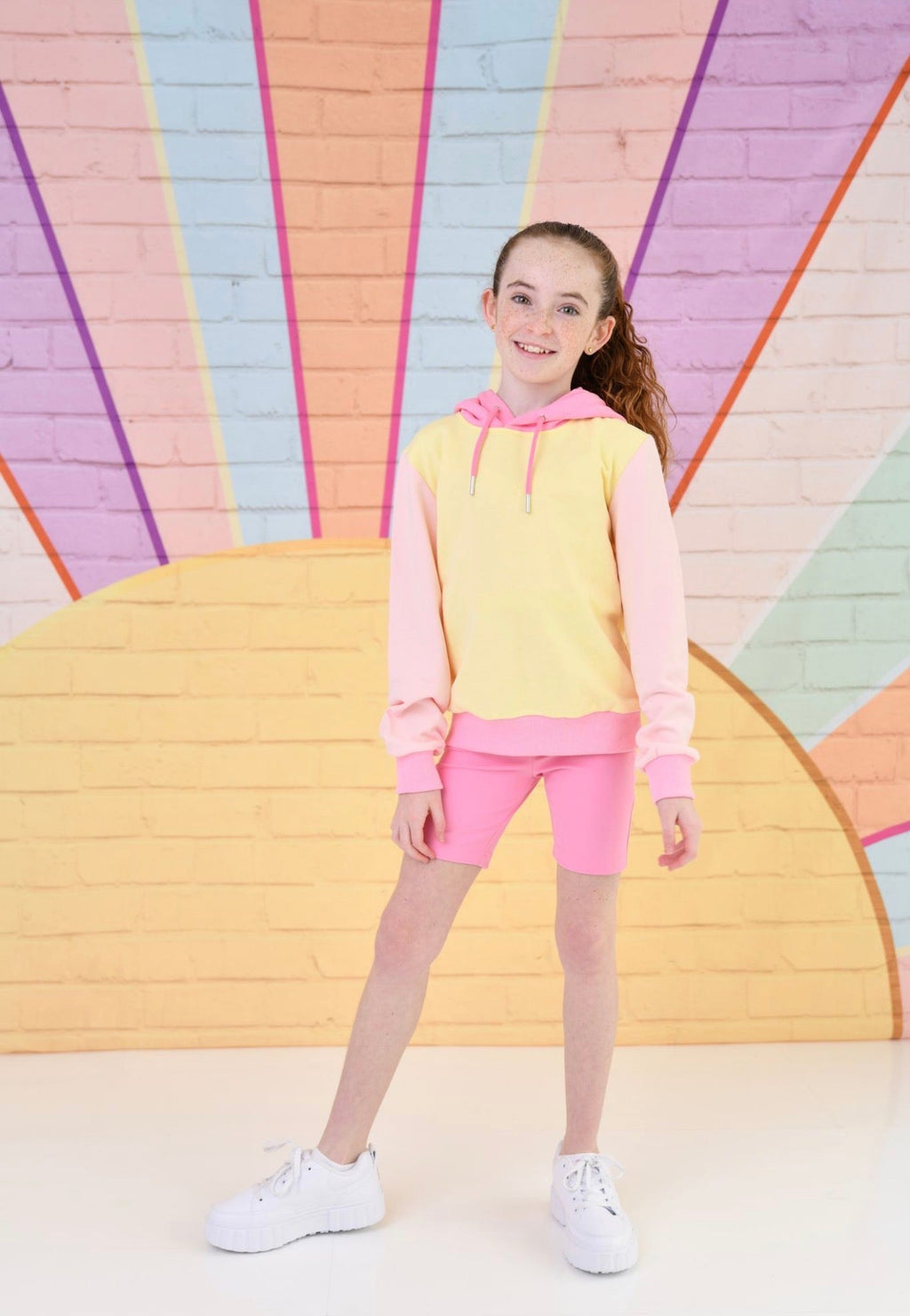 D by Dolly Girls Lemon Sorbet Colour Block Hooded Jumper - Bright Kids Activewear Hoodie | Ages 2-12 Years