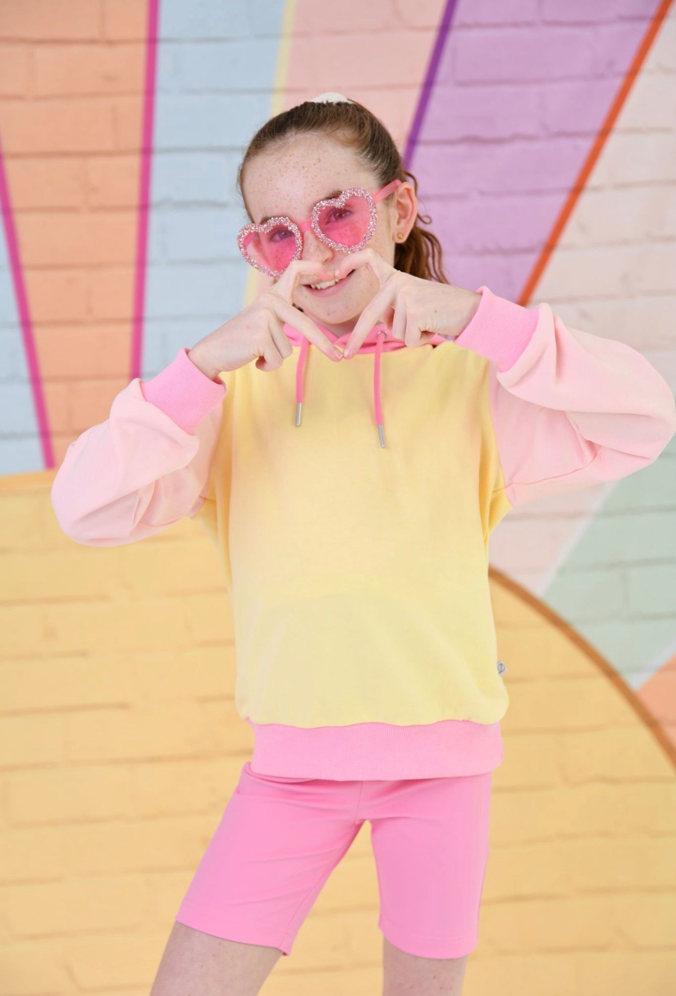 D by Dolly Girls Lemon Sorbet Colour Block Hooded Jumper - Bright Kids Activewear Hoodie | Ages 2-12 Years