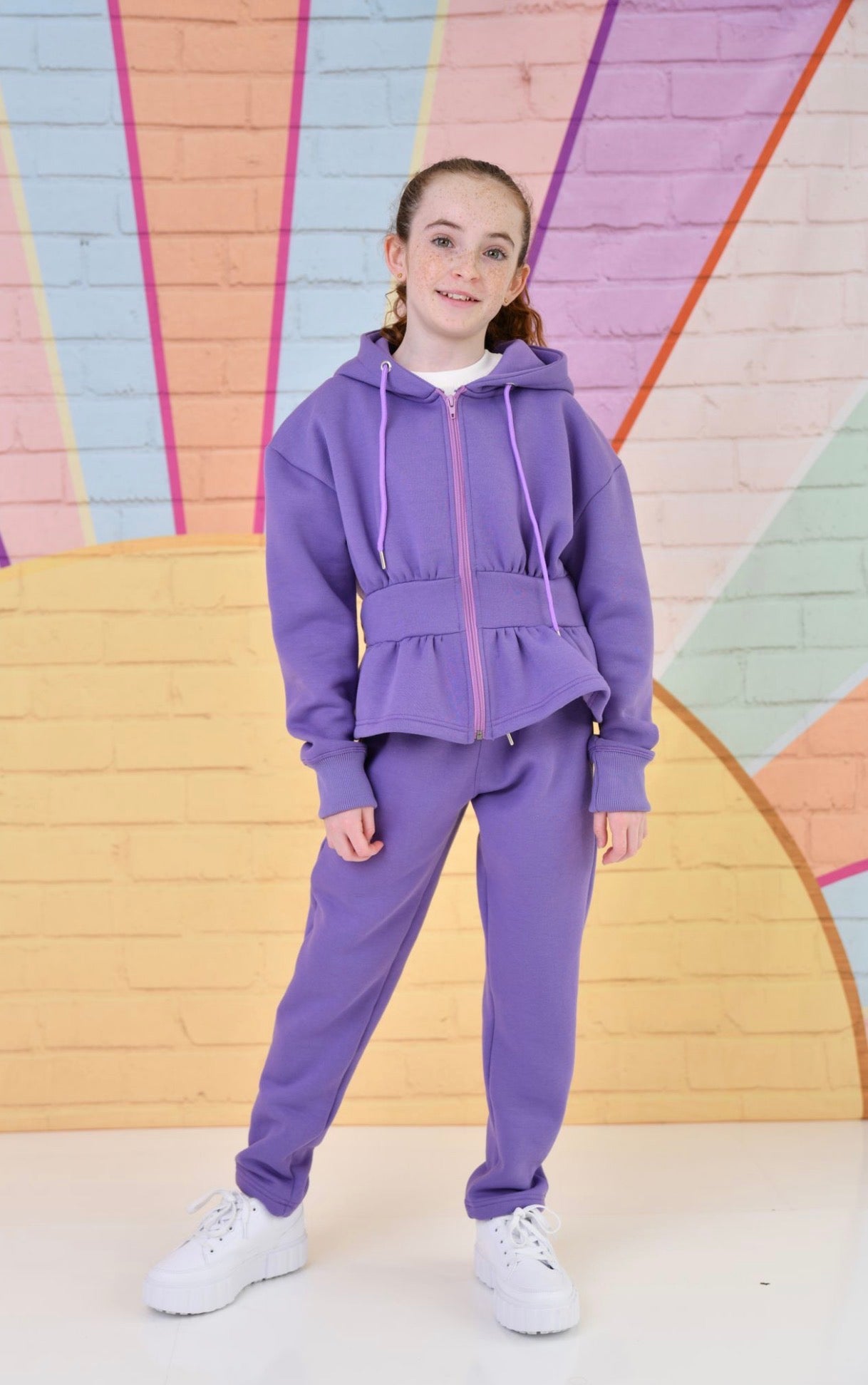 D by Dolly Girls Purple Peplum Hooded Jogger Set – Cosy Loungewear & Tracksuit | Ages 2-12 Years