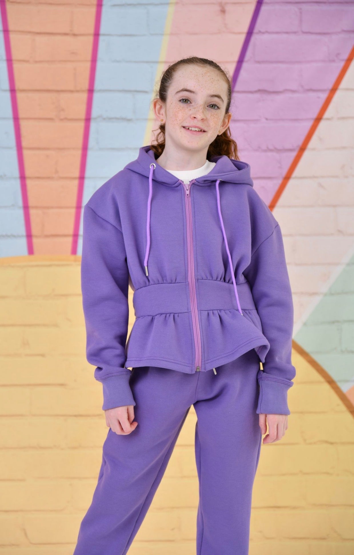 D by Dolly Girls Purple Peplum Hooded Jogger Set – Cosy Loungewear & Tracksuit | Ages 2-12 Years