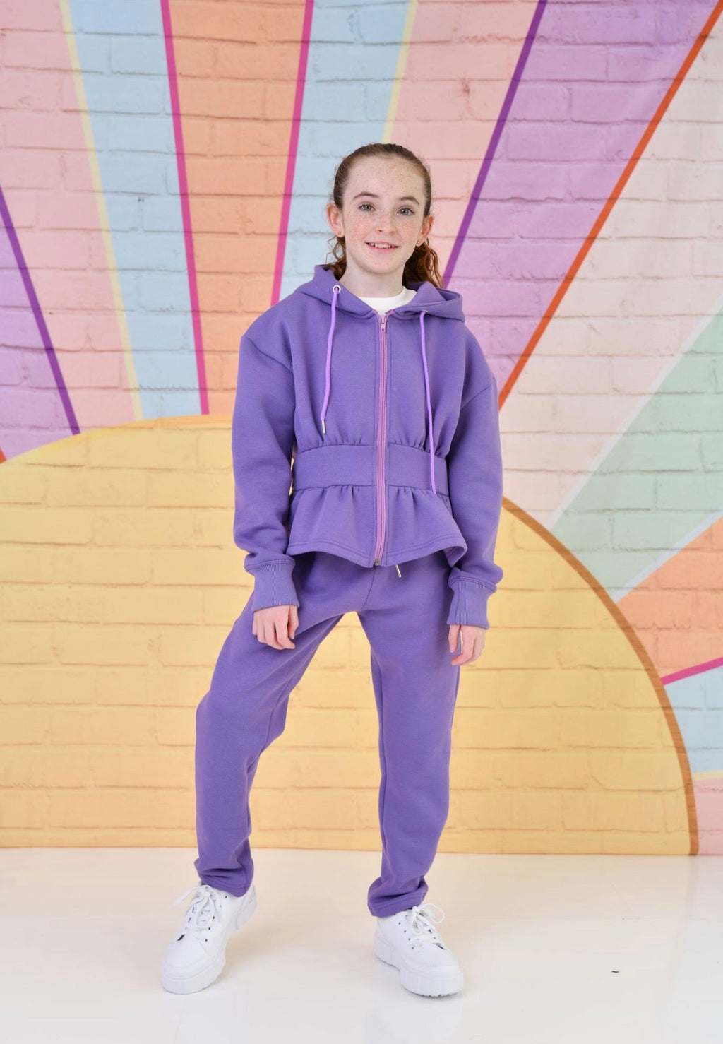 D by Dolly Girls Purple Peplum Hooded Jogger Set – Cosy Loungewear & Tracksuit | Ages 2-12 Years