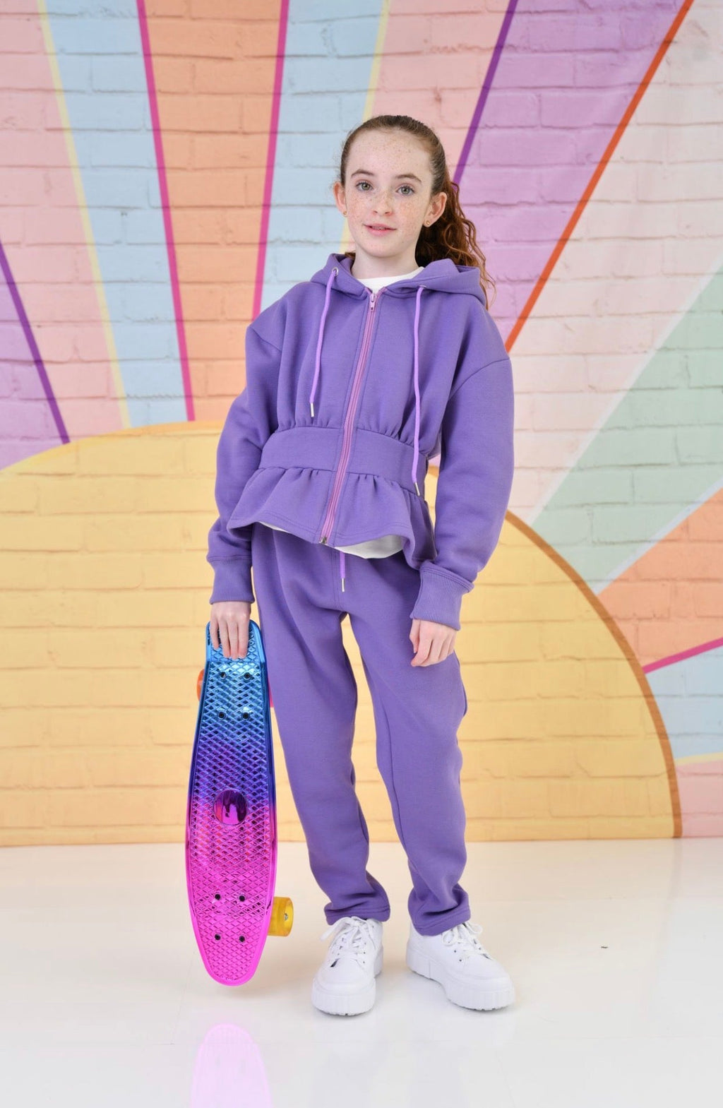 D by Dolly Girls Purple Peplum Hooded Jogger Set – Cosy Loungewear & Tracksuit | Ages 2-12 Years