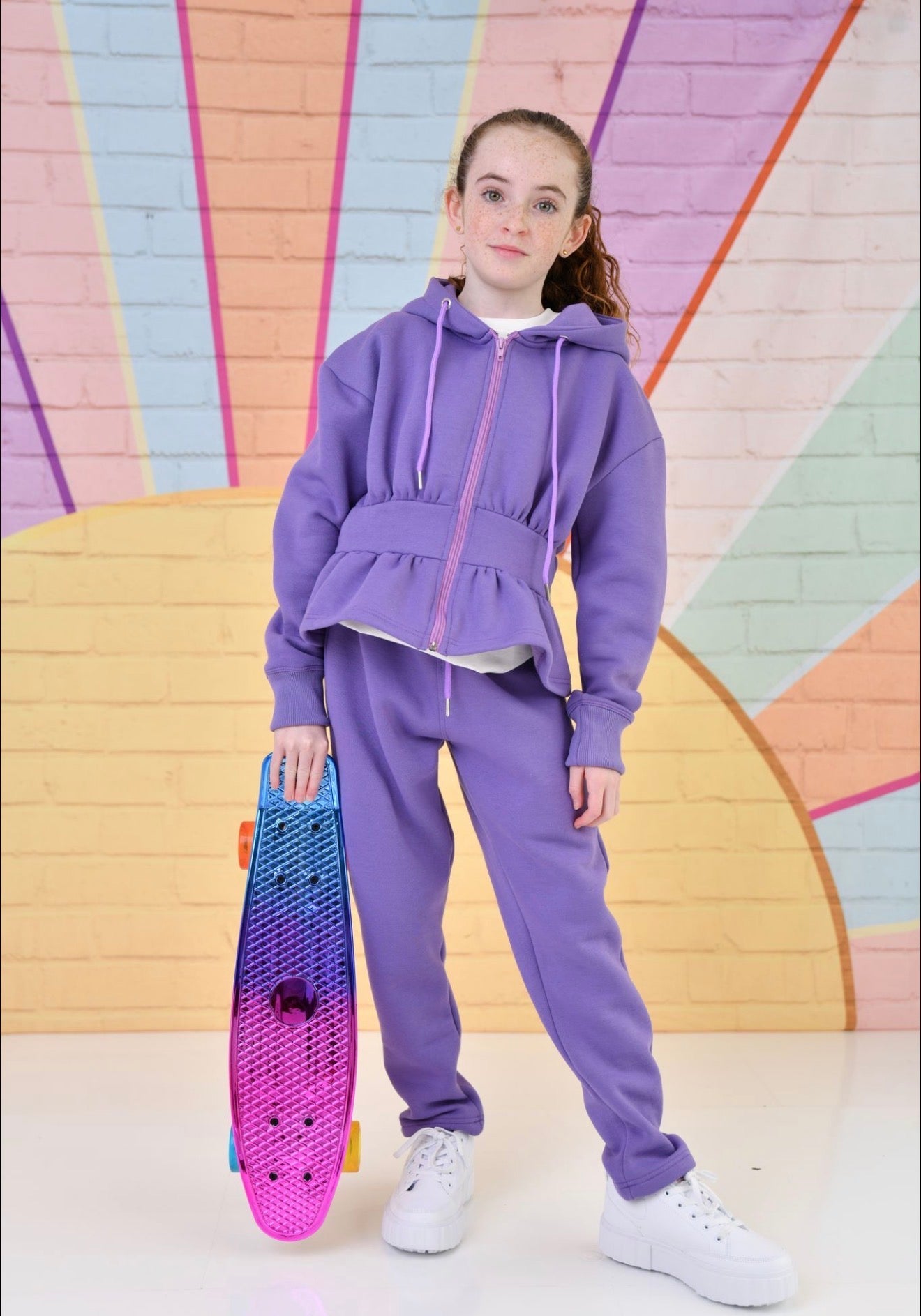 D by Dolly Girls Purple Peplum Hooded Jogger Set – Cosy Loungewear & Tracksuit | Ages 2-12 Years