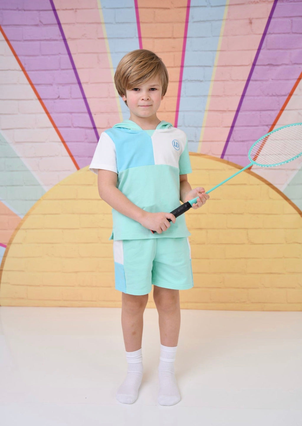 Little Dudes Boys Aqua Hooded Shorts Set – Soft Comfortable Summer Loungewear | Ages 2-8 Years