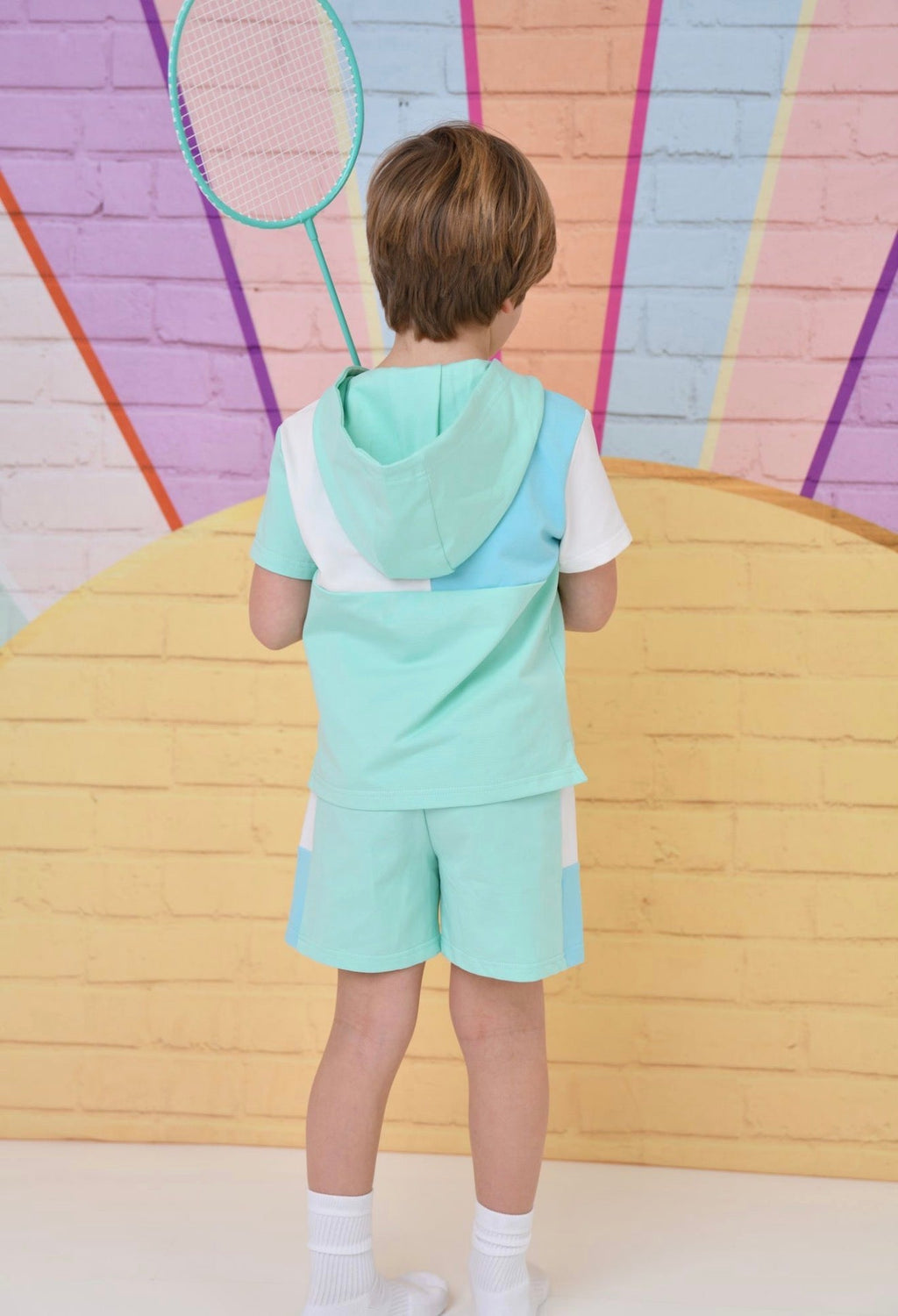 Little Dudes Boys Aqua Hooded Shorts Set – Soft Comfortable Summer Loungewear | Ages 2-8 Years