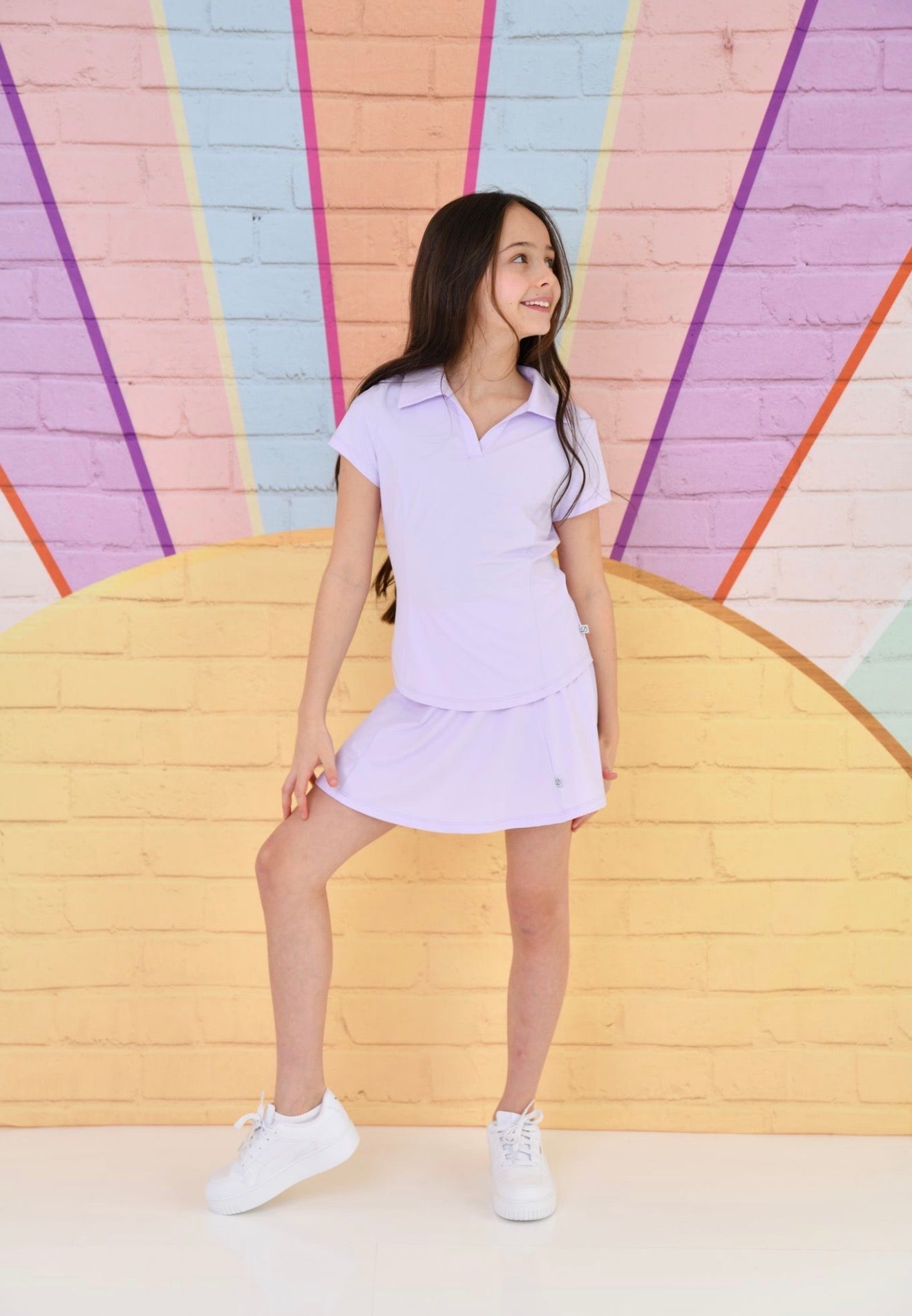 D by Dolly Girls Lilac Skort Set – Soft Activewear & Tennis Style Outfit | Ages 2-12 Years