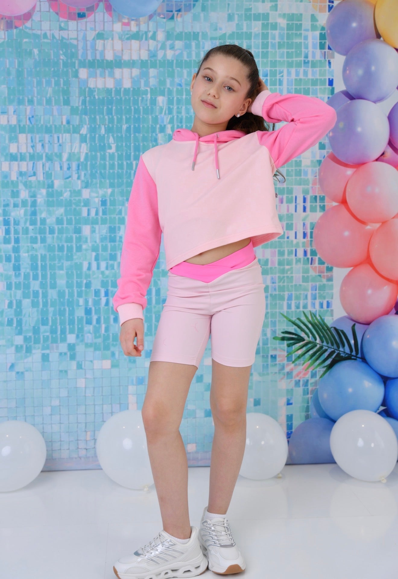 D by Dolly Girls Cherry Bright Pink On Pink Activewear Hoodie | Ages 2-12 Years