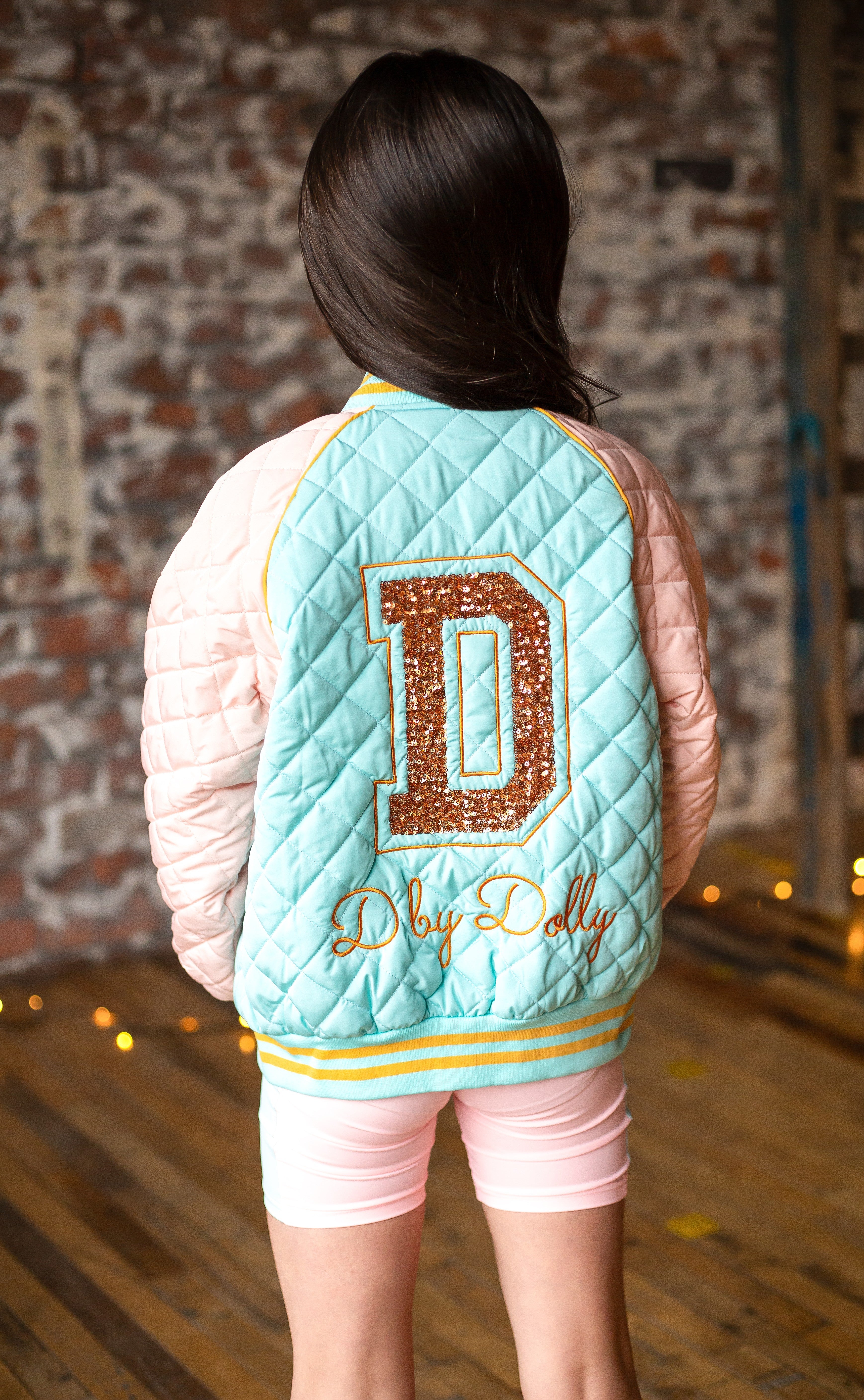 D by Dolly Aqua Quilted Bomber Jacket