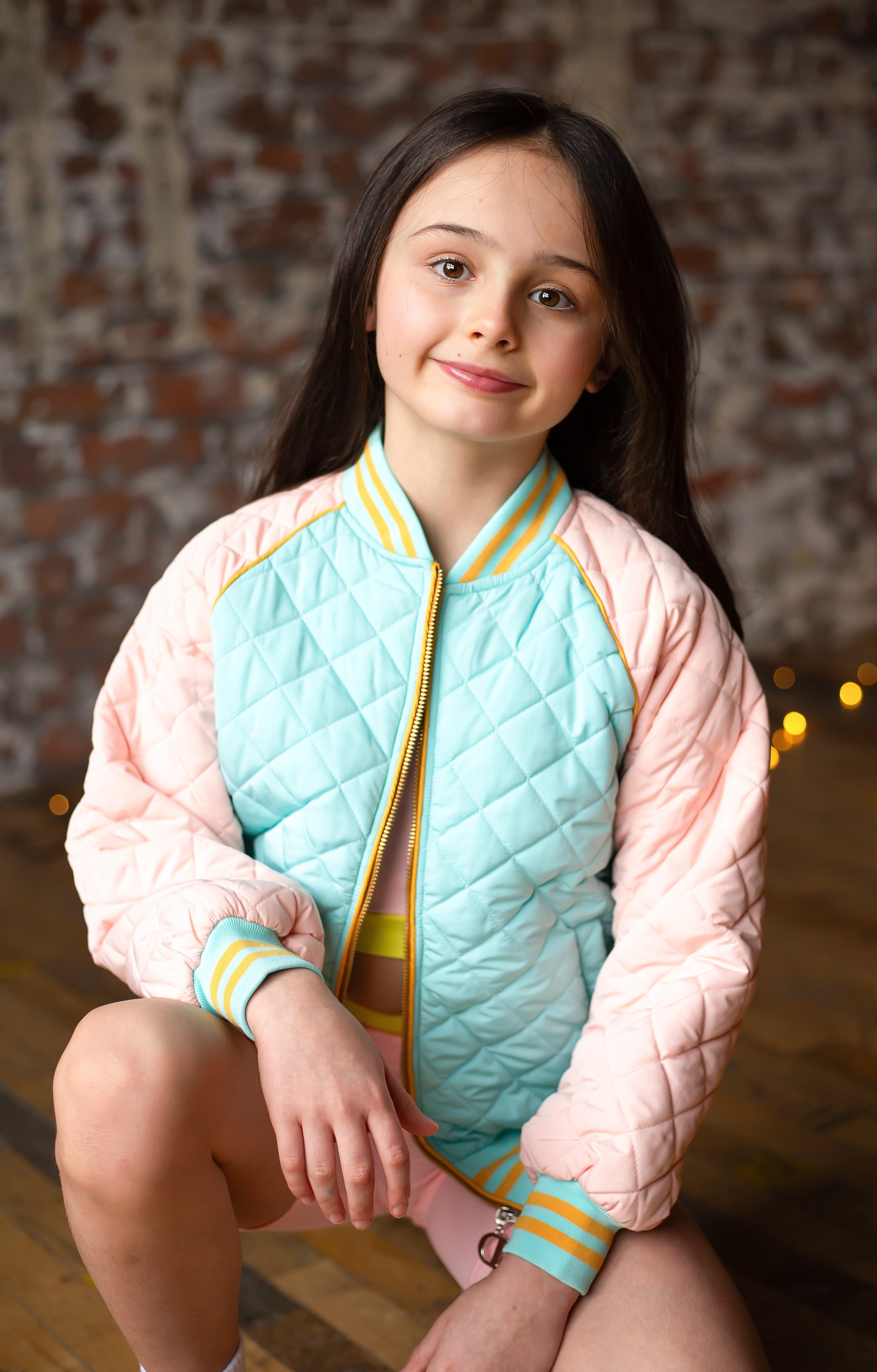 D by Dolly Aqua Quilted Bomber Jacket